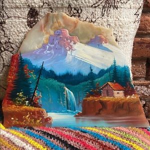 Vintage hand painted rock